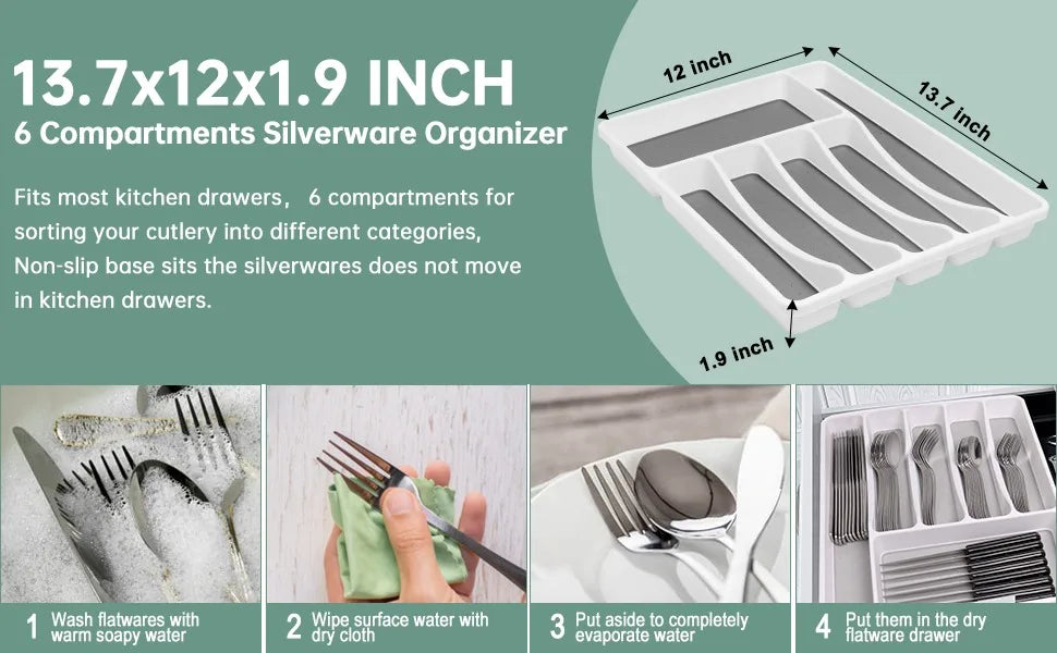 49-Piece Stainless Steel Silverware Set with Cutlery Organizer