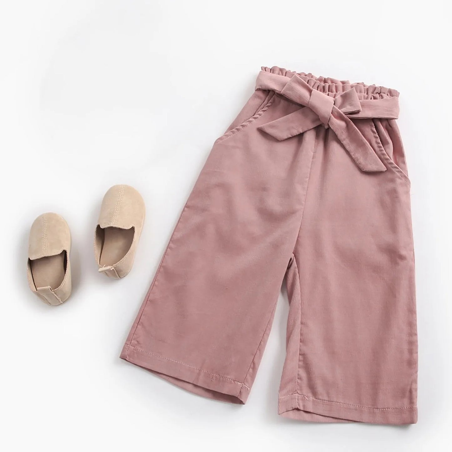 Girls Spring And Autumn Big Pockets Bowknot Pants 6mo-6yrs