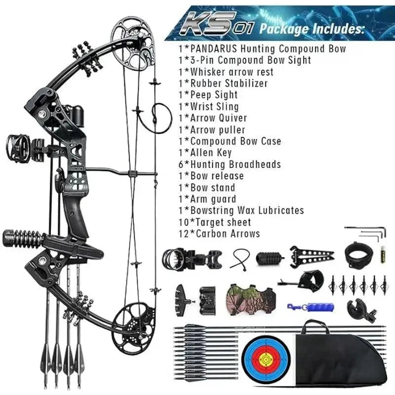 Compound Bow Set 15-45lbs for Pull Beginner and Teens Right Handed Adjustable 18"-29" Draw Length