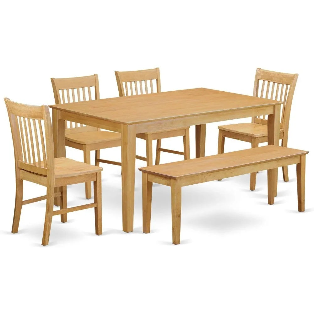 6 Piece Kitchen Table and 4 Dining Chairs with A Bench