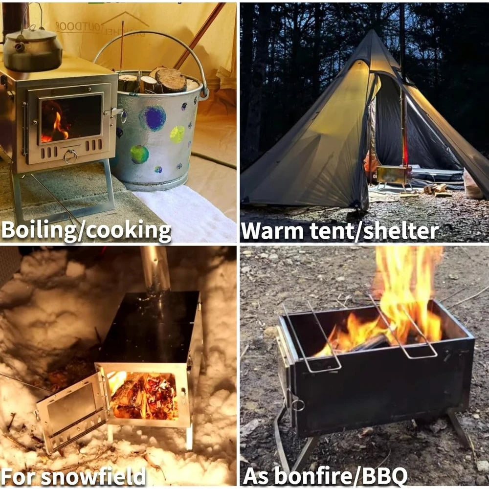 Folding Hot Tent Wood Stove for Camping