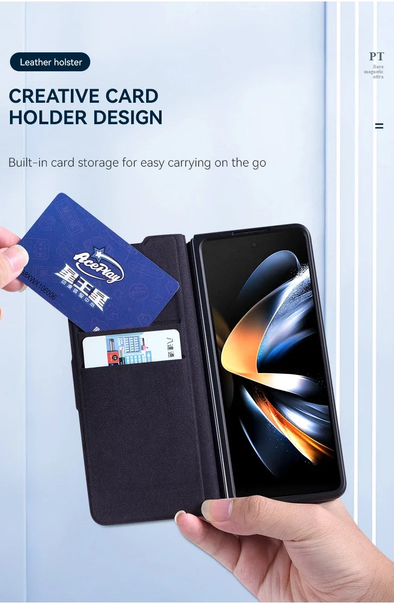 for Galaxy Z Fold 4 Wallet Case with S Pen Holder, Card Holder, Kickstand