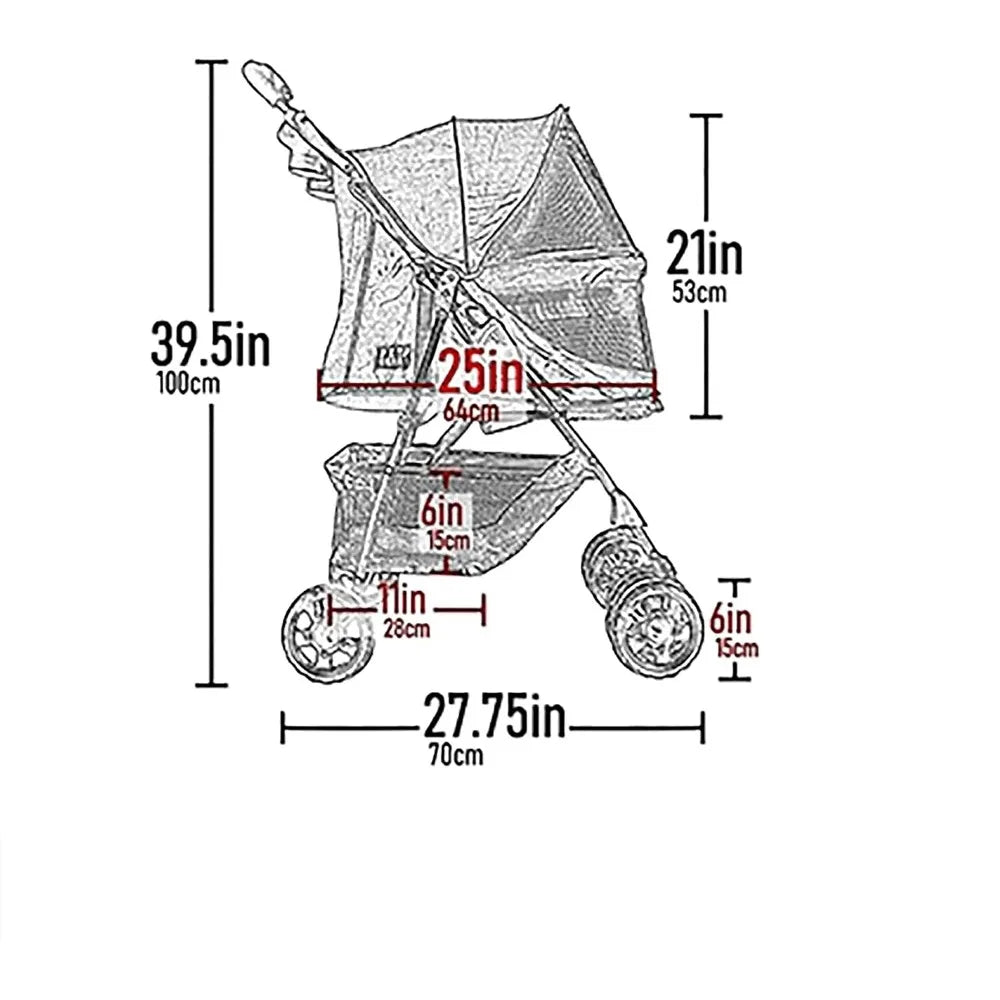 No-Zip Happy Trails Pet Stroller for Cats/Dogs