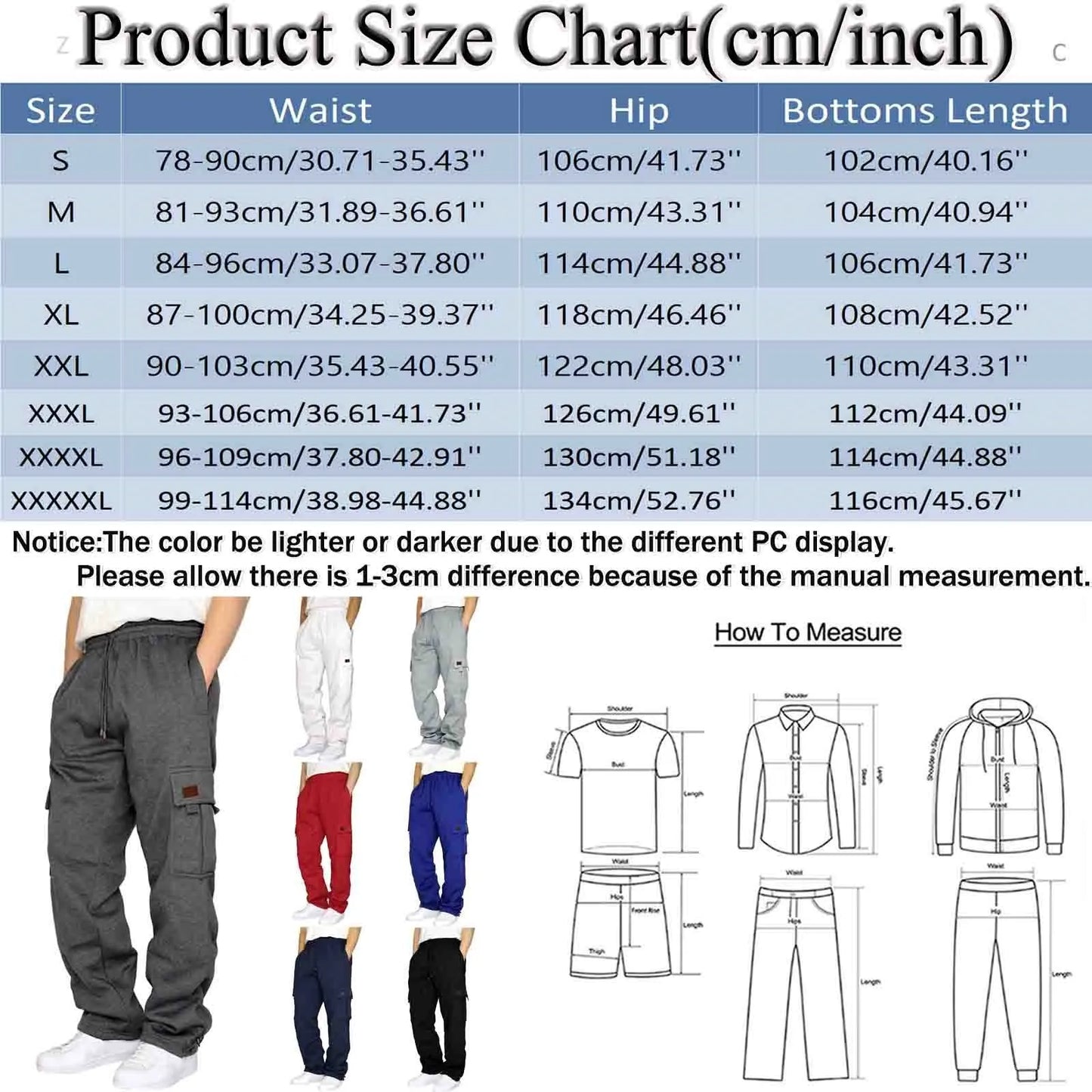 Sweatpants Men's Cargo Drawstring Elastic Waist