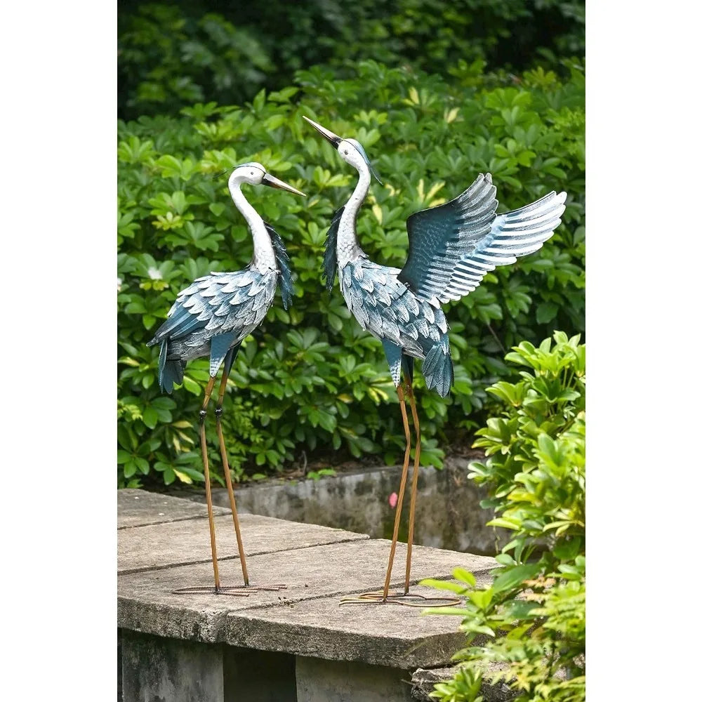 Blue Heron Courtyard Art Deco, 37-40.7 Inch Large Metal  for Outdoor/Interior