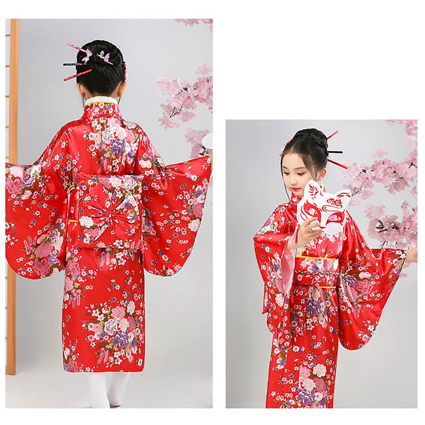 Girls Clothes Kimono Robe Japanese Traditional