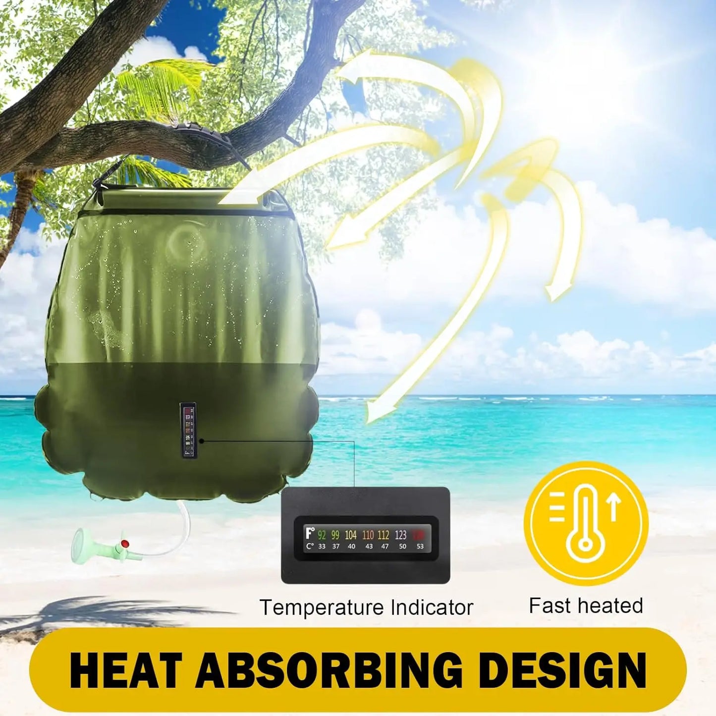 Solar Heating Shower Bag with Removable Hose
