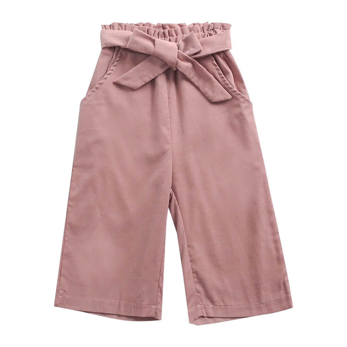 Girls Spring And Autumn Big Pockets Bowknot Pants 6mo-6yrs