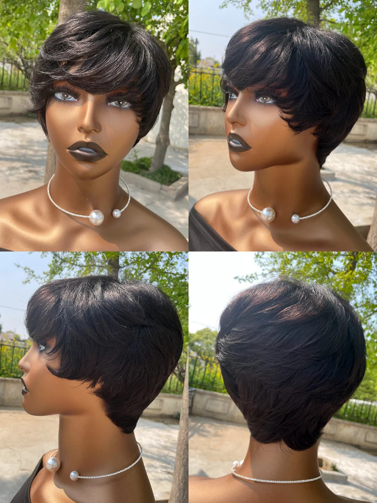 Short Pixie Cut Human Hair Wigs