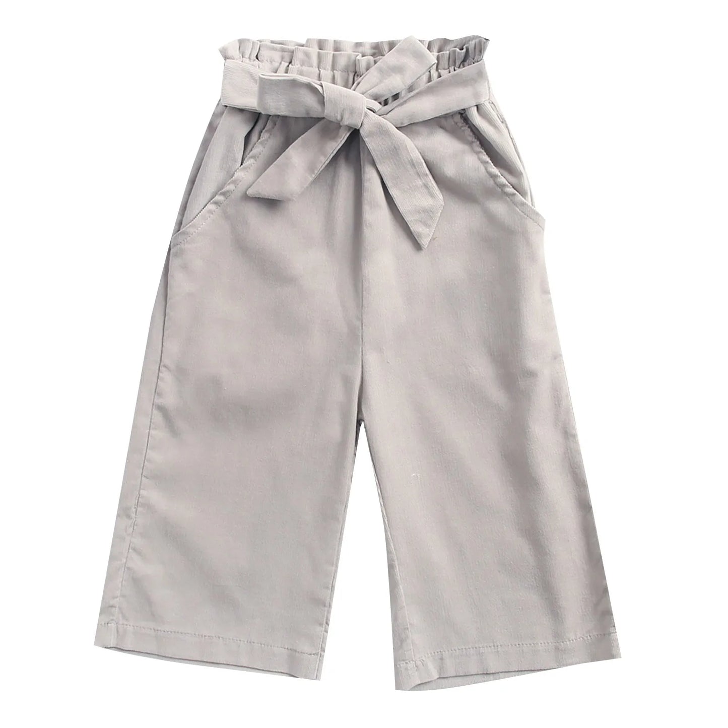 Girls Spring And Autumn Big Pockets Bowknot Pants 6mo-6yrs