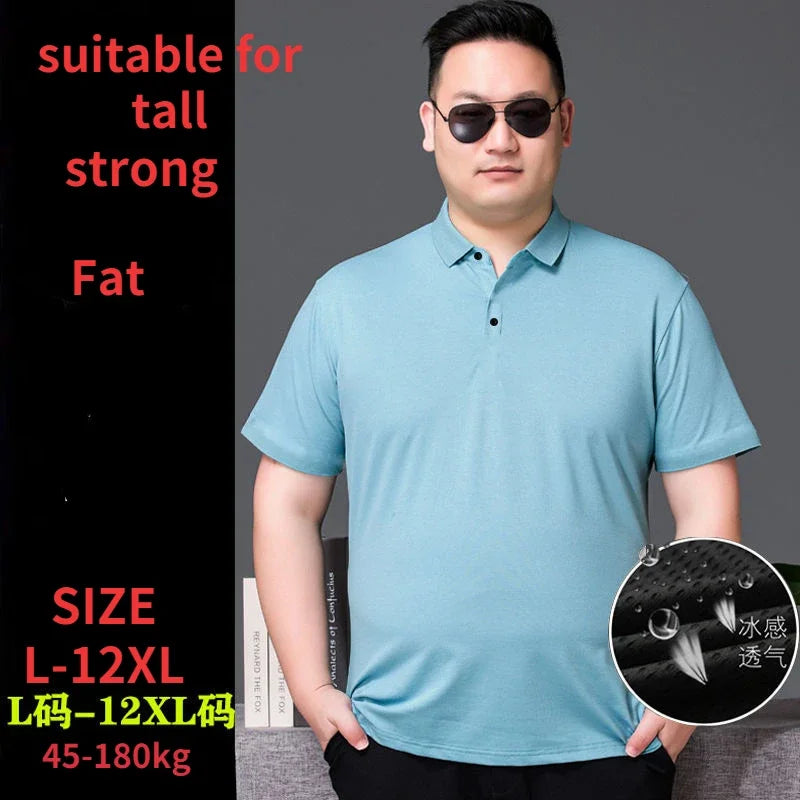 Summer Men Polo Tops Breathable Quick Dry & T Shirt Short Sleeve 4XL-12XL