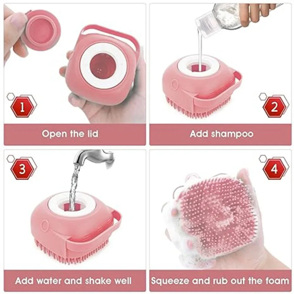 Dog/Cat Bath Brush Rubber Shampoo Dispenser