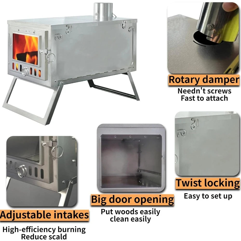 Folding Hot Tent Wood Stove for Camping