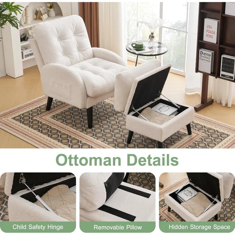 Accent Chair with Ottoman with Storage