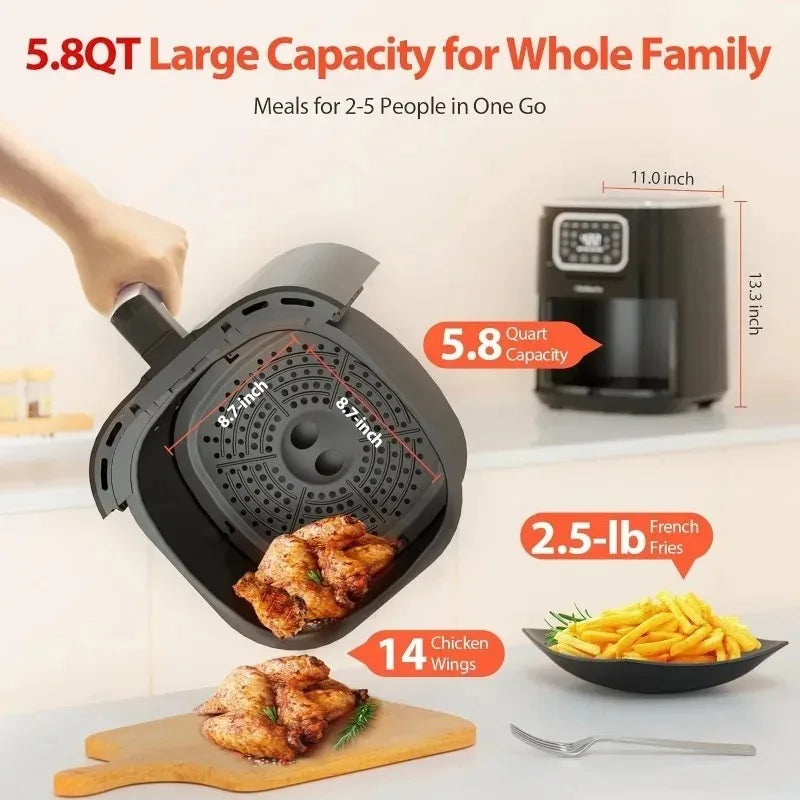 Beelicious® 5.8QT 8-in-1 Digital Airfryer with Shake Reminder