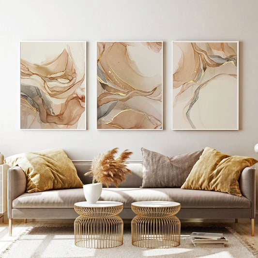 Canvas Painting Nordic Abstract Gold Wall Art Print