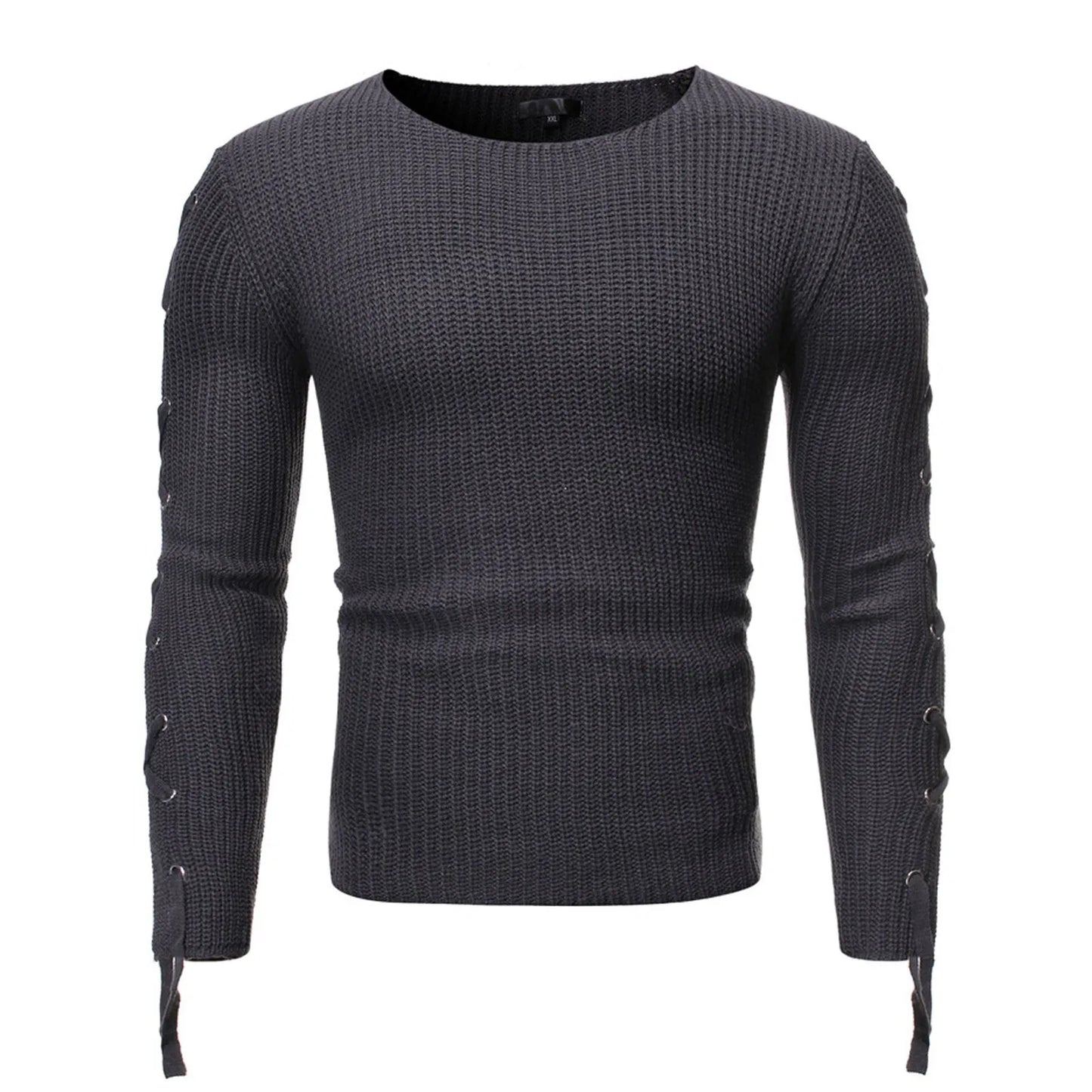 Metal Hole Sleeve Men's Pullover Sweater