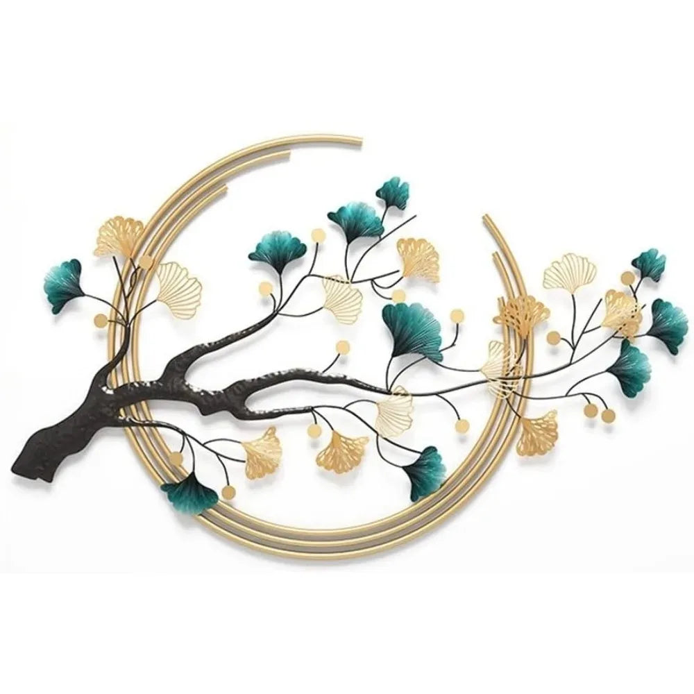 Golden Ginkgo Biloba Metal Art Wall Sculpture