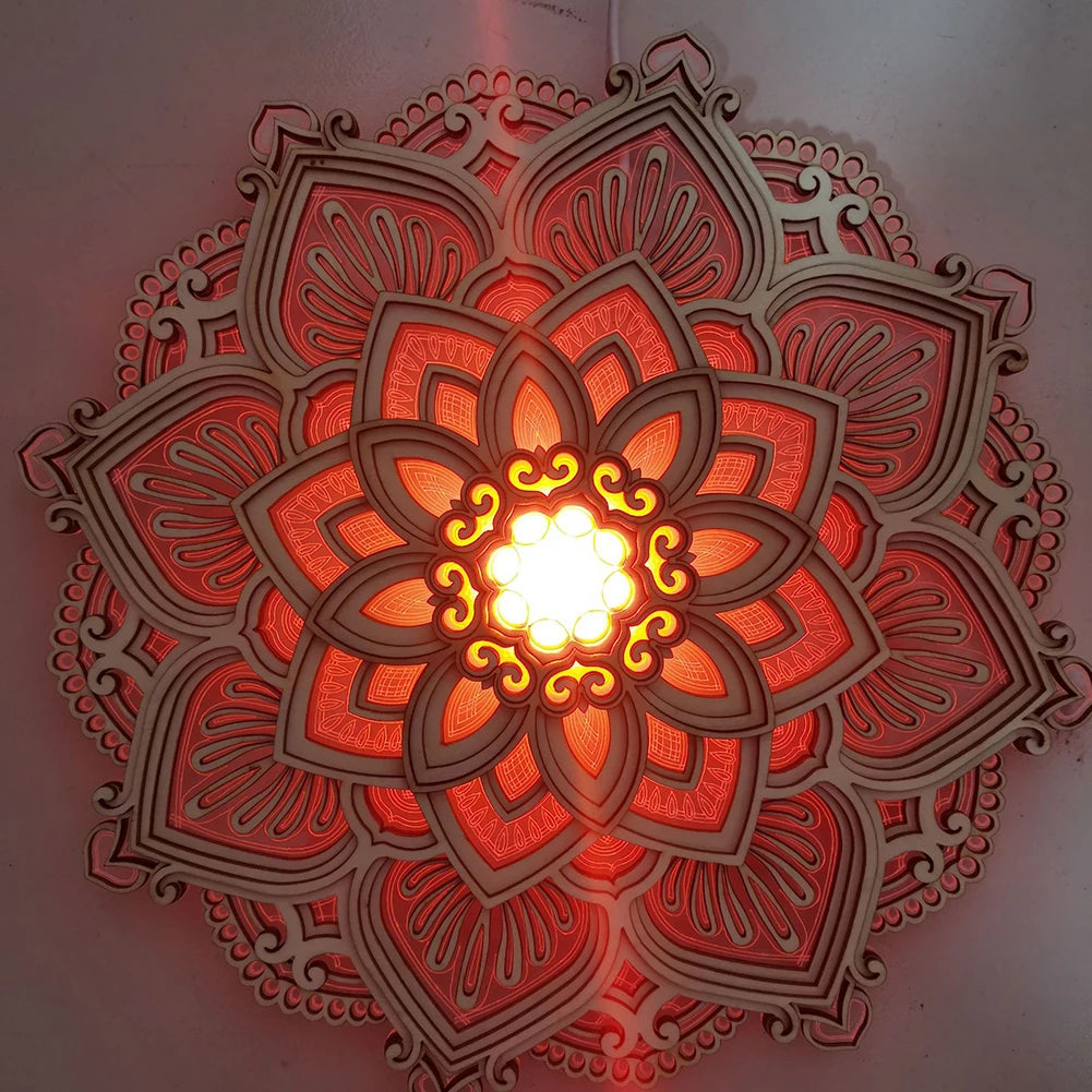 LED Night Light Mandala Wooden Hanging