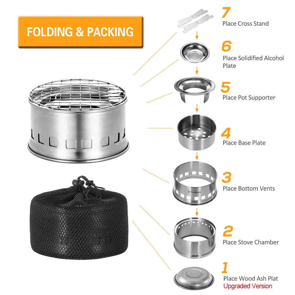 Portable Folding Windproof Wood Burning Stove