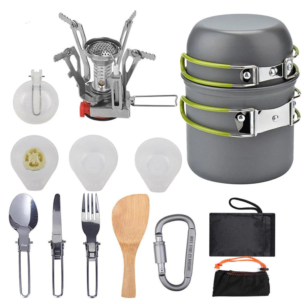 Camping Cookware Kit Outdoor Aluminum Cooking Set