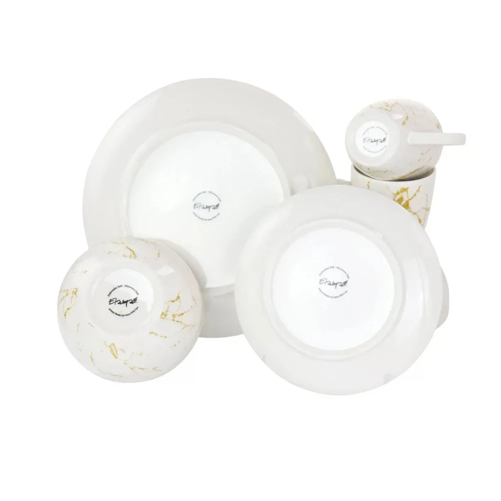 16 Pieces Stoneware Dinnerware Set in Gold and White