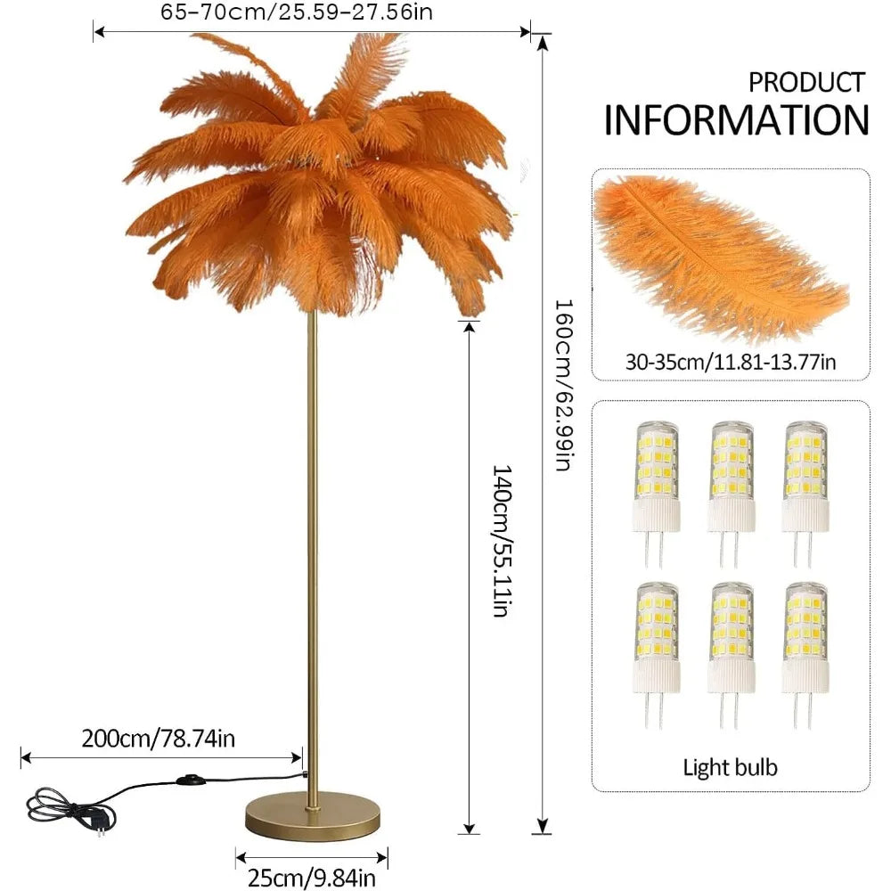 Floor Lamp, Dimmable Feather Lampshade