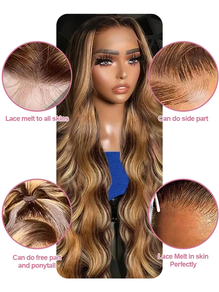 30 Inch Highlight Body Wave Human Hair Wig