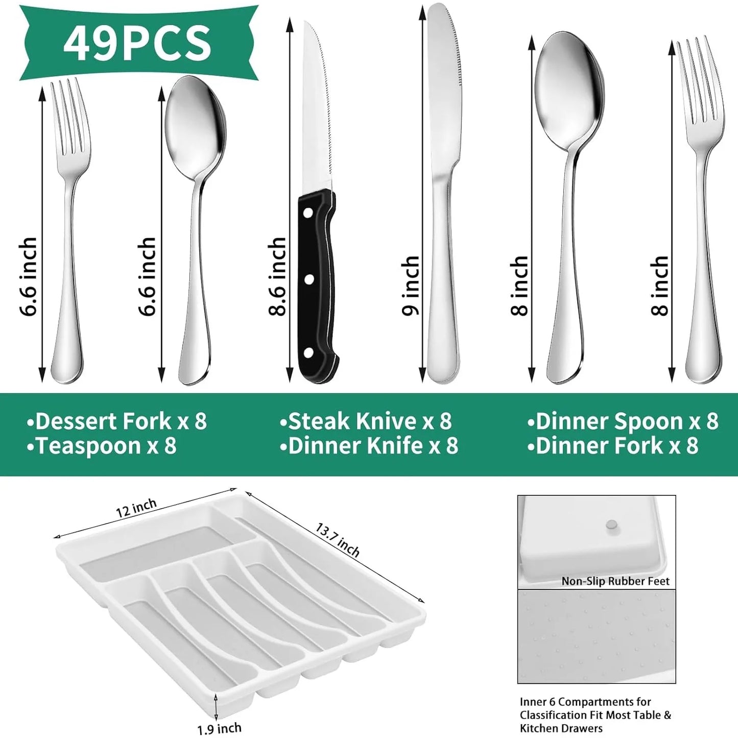 49PCS Silverware Set with Organizer