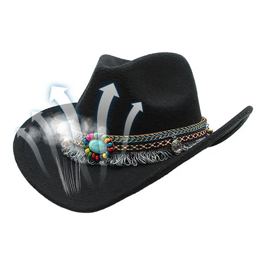 Cowboy Hats Party Classic Roll Up Beach Hat With Feather Hat Band Cowgirl Hat Cow Boy Hat Clothing Accessories For Men Women
