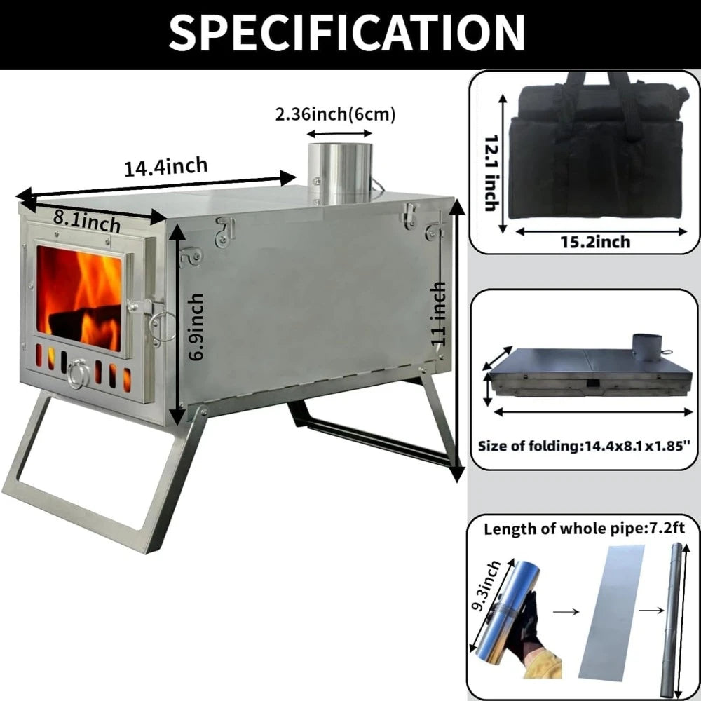 Folding Hot Tent Wood Stove for Camping