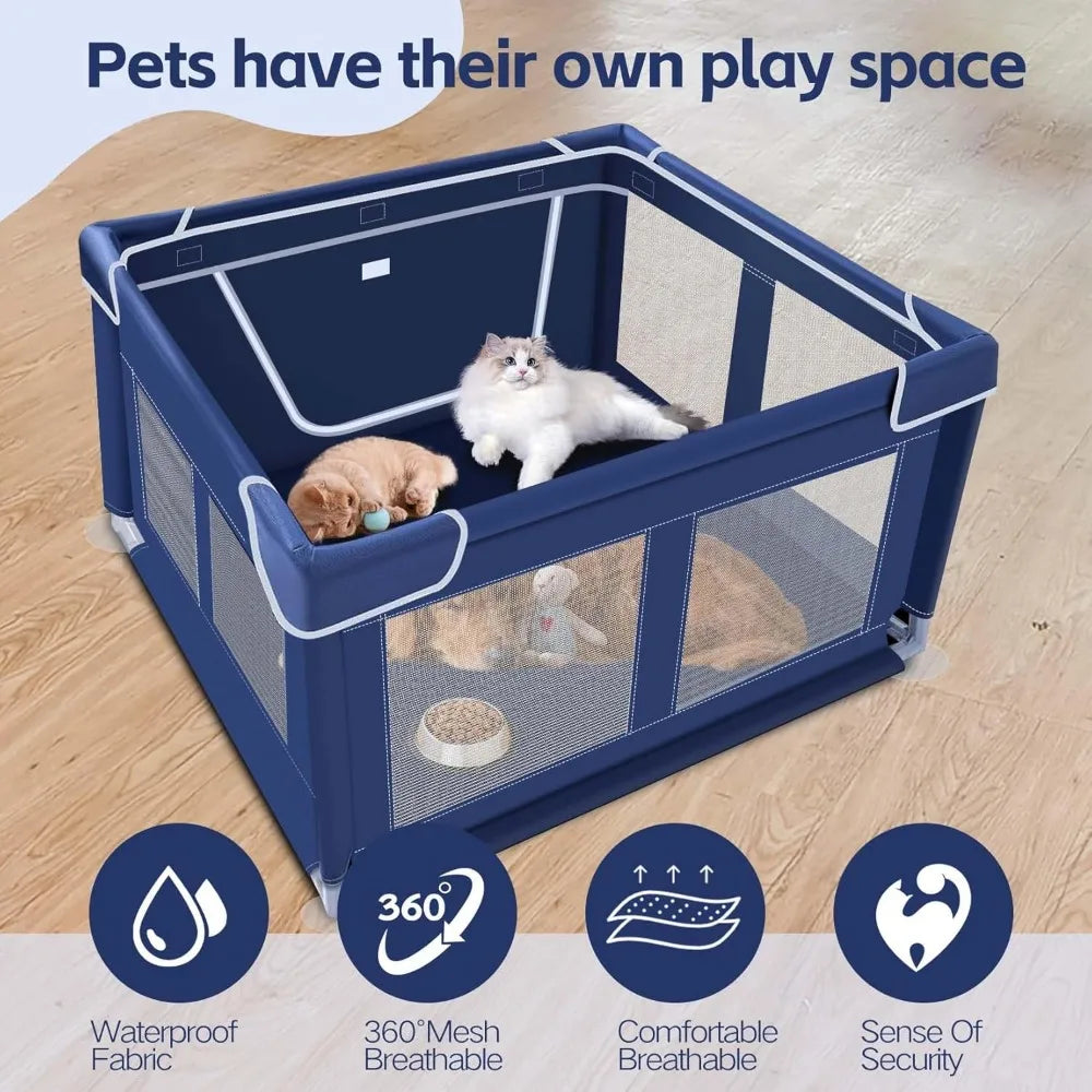 Dog Playpen, 42x42x25.6 Inches Foldable Portable