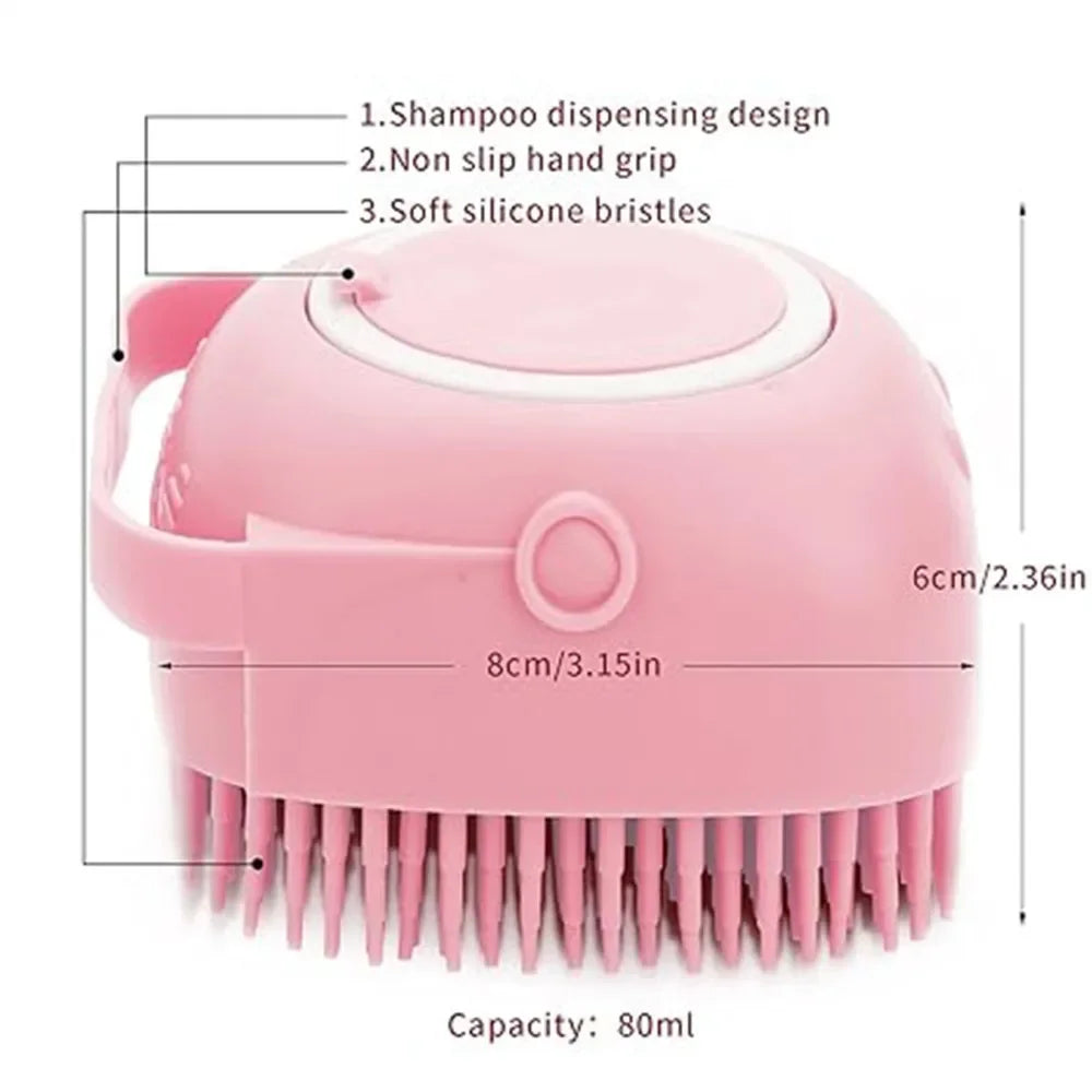 Dog/Cat Bath Brush Rubber Shampoo Dispenser