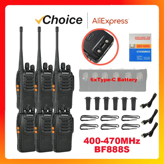 Baofeng 6Pcs BF 888S Walkie Talkie Long Range