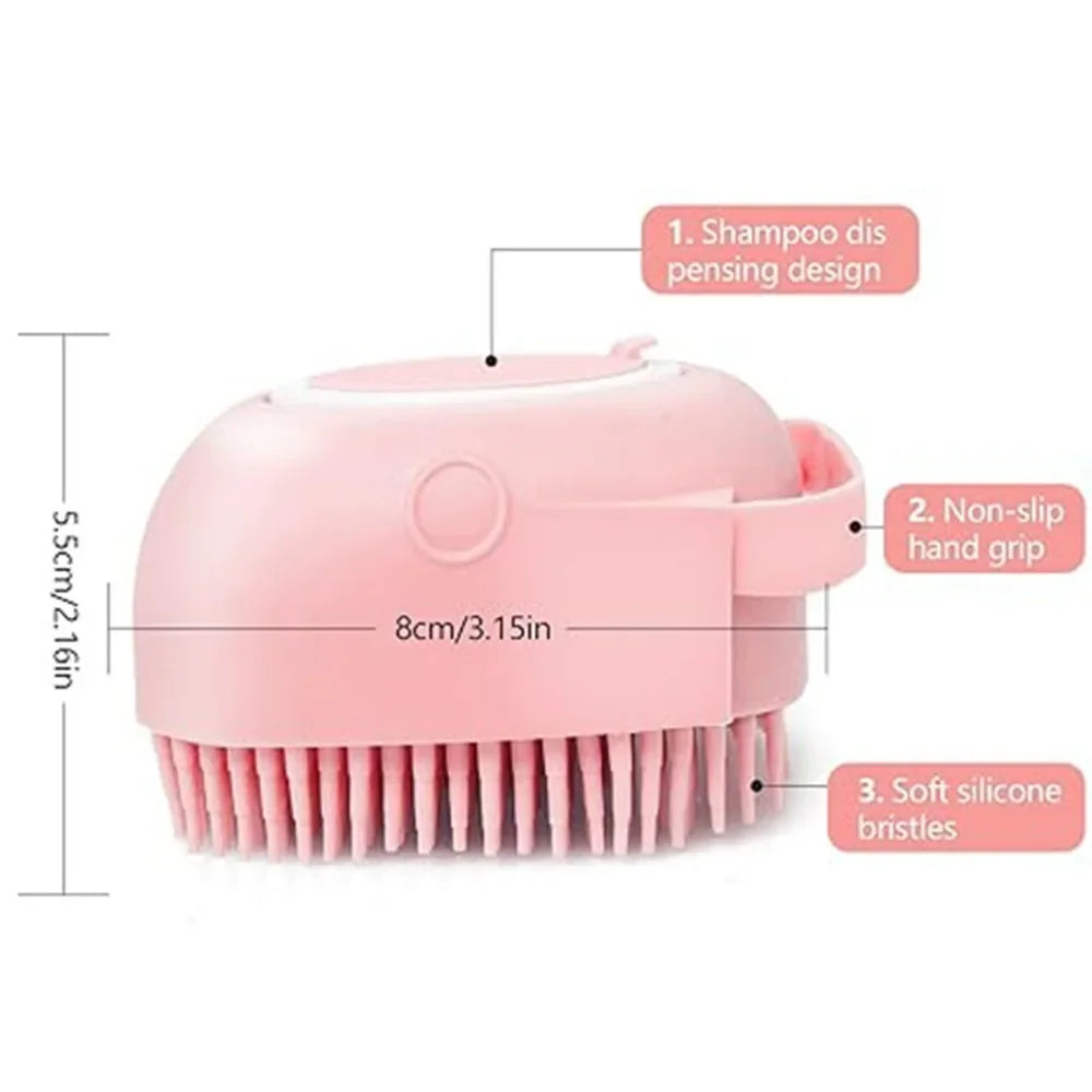 Dog/Cat Bath Brush Rubber Shampoo Dispenser