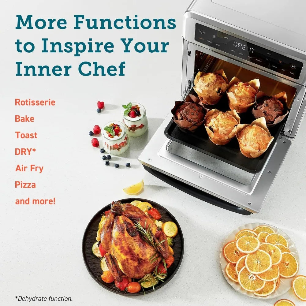 13 Qt Airfryer Fits 8" Pizza, 11-in-1 Functions with Rotisserie