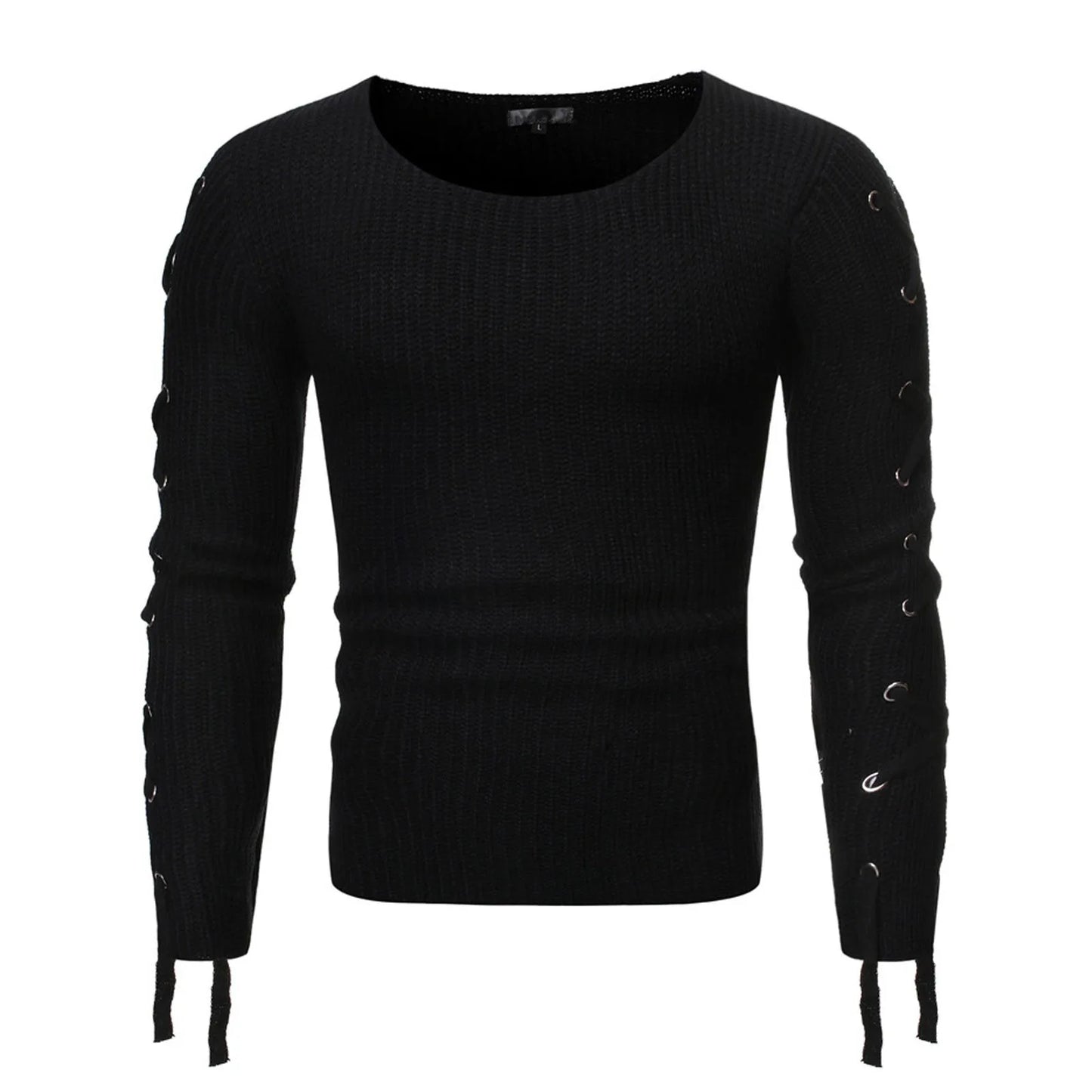 Metal Hole Sleeve Men's Pullover Sweater