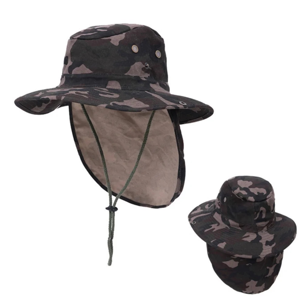 Fishing Sun Hat UV Protection Neck Cover Sun Protect Cap Wide Brim Neck Flap Fishing Cap for Travel Camping Hiking Boating
