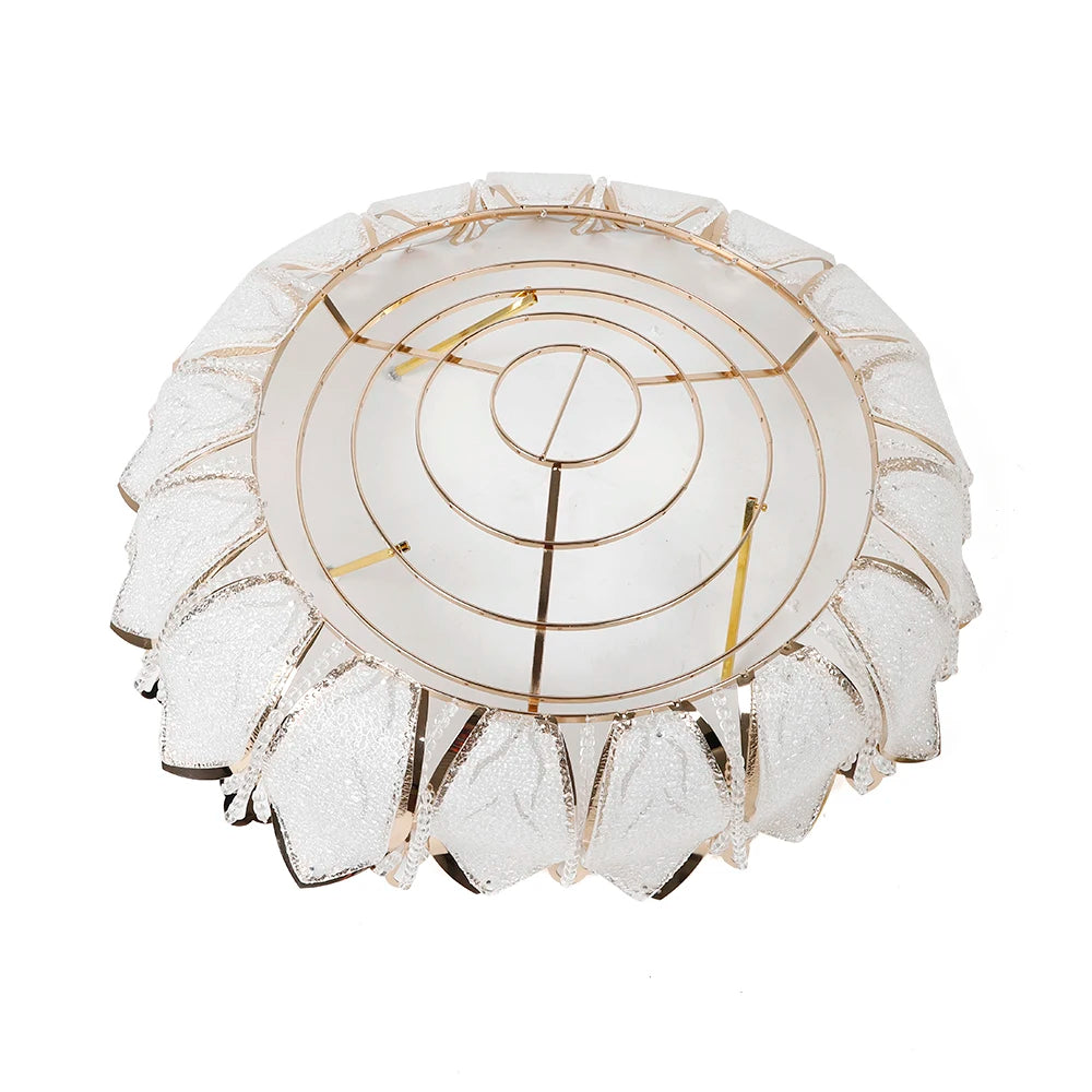 LOYALHEARTD Modern LED Ceiling Lamp Gold Lotus Crystal Chandelier Flush Mount Light Fixture