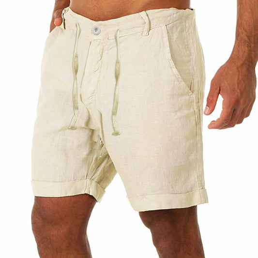 Summer Casual  Mens Linen Shorts With Pockets