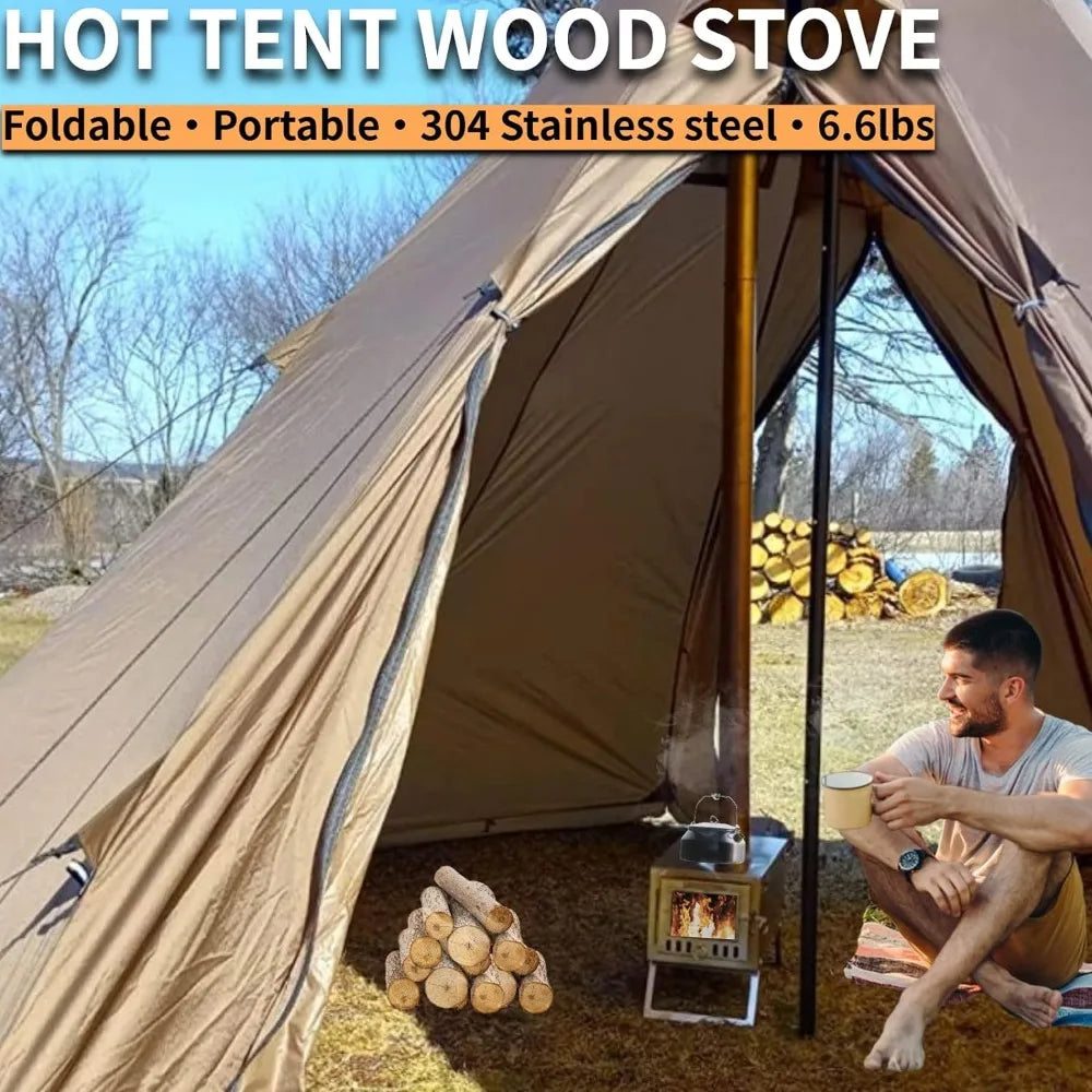 Folding Hot Tent Wood Stove for Camping