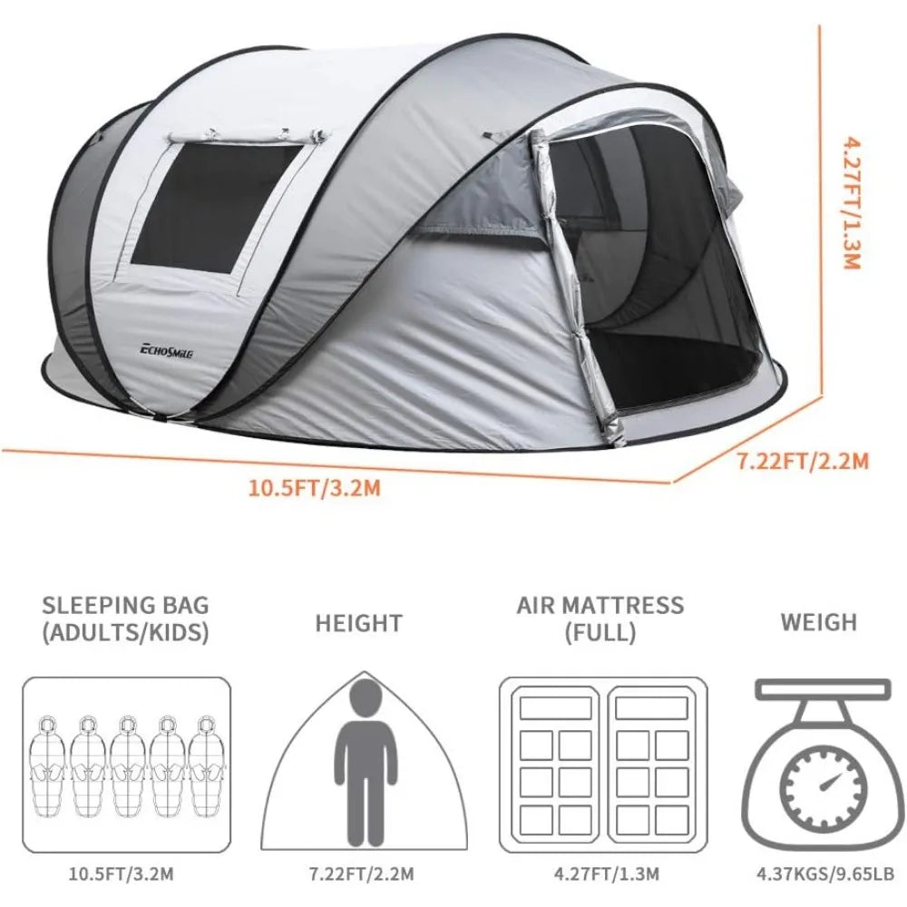 Camping Instant Tent, 2/4/6/8/10 Person Pop Up Tent, Water Resistant Dome Tent