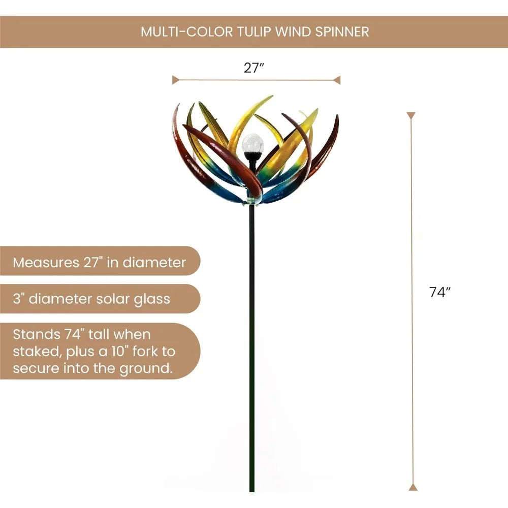 Wind Spinner, 74" Multi-Color Tulip