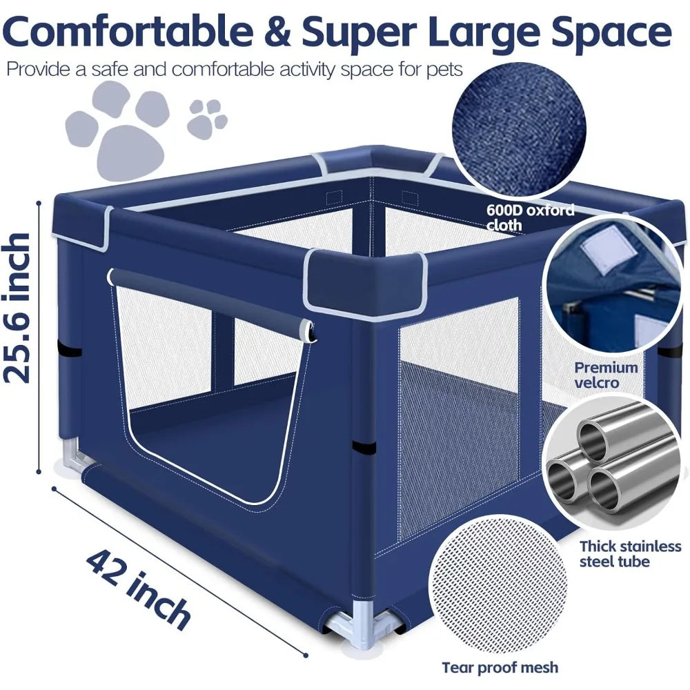 Dog Playpen, 42x42x25.6 Inches Foldable Portable