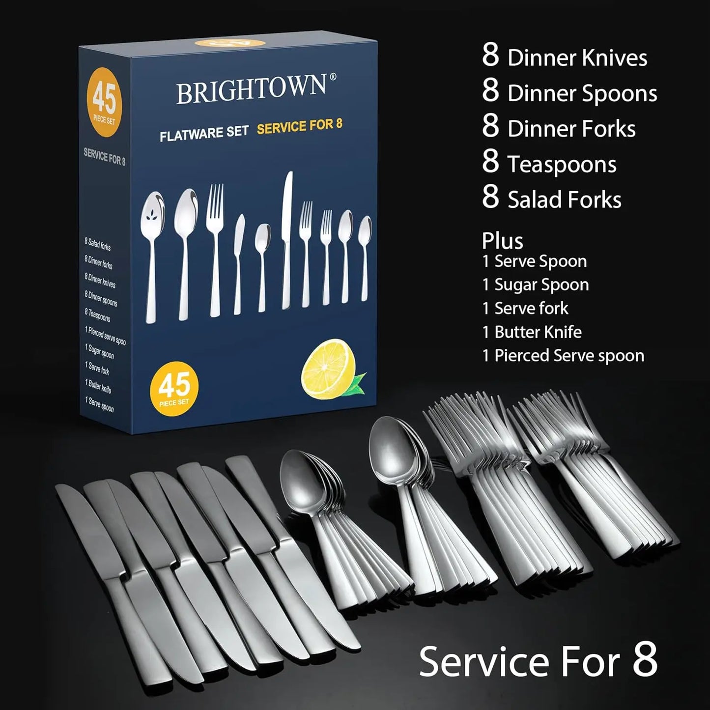 45-Piece Silverware Flatware Cutlery Set Service for 8