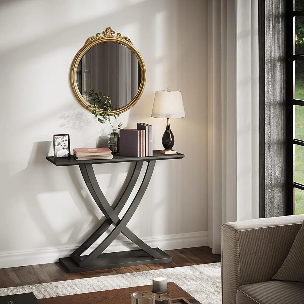 Black 39 Inch Wood  Foyer Table