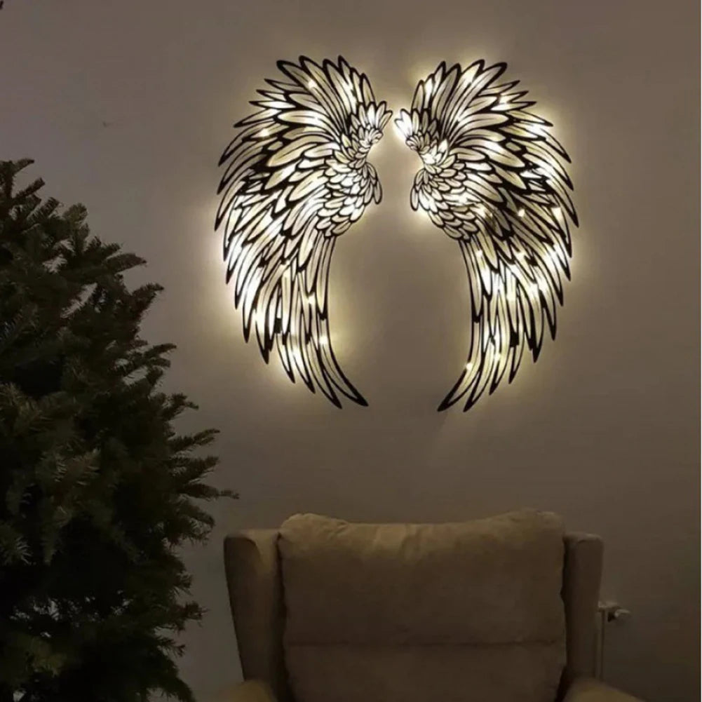 Angel Wings Wall Art Metal  with Lights and without 3  Sizes